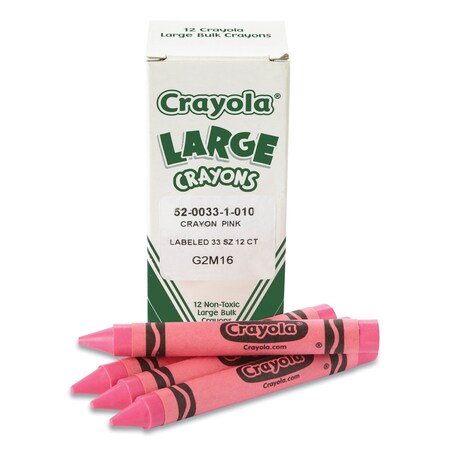 Crayola Large Crayons, Carnation Pink, 12PK 52-0033-010